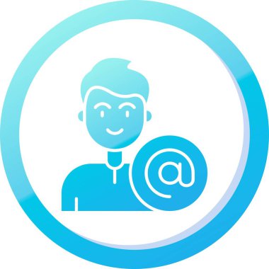 Mavi ok ikonlu bir adam, düz stil