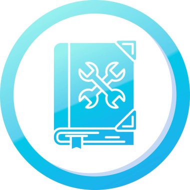 Mavi kitap simgesiyle açık kitap, çizgi film tarzı