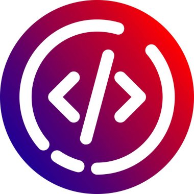 Beyaz arkaplanda izole edilmiş kod simgesi ve vektör illüstrasyonu