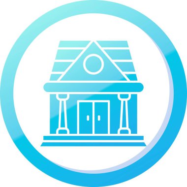 güzel tapınak simgesi mavi vektör herhangi bir tasarım için beyaz arkaplan üzerinde izole