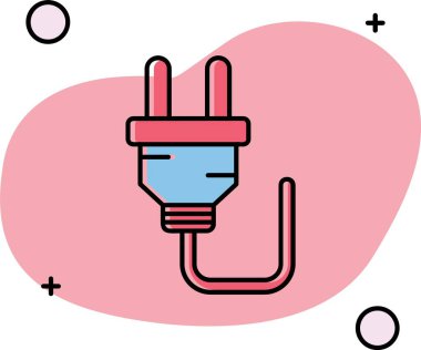 elektrik prizli kalp ve kablo vektör çizim tasarımı