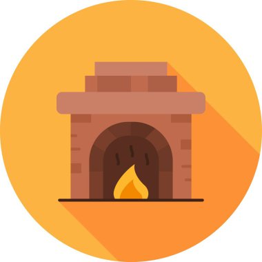 Ateş şöminesi vektör dairesi düz simgesi