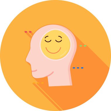 Beyin simgesi olan insan yüzü, düz tasarım.