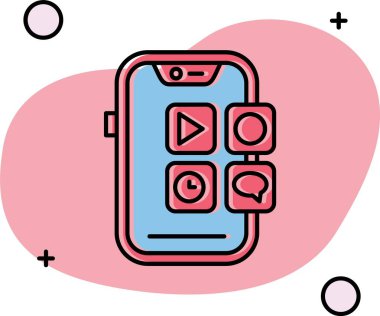 Kalbi olan bir akıllı telefonun vektör çizimi