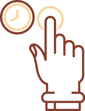 Saat simgesiyle el. Beyaz üzerine izole edilmiş el saati vektör simgesi ile özet el nöbeti