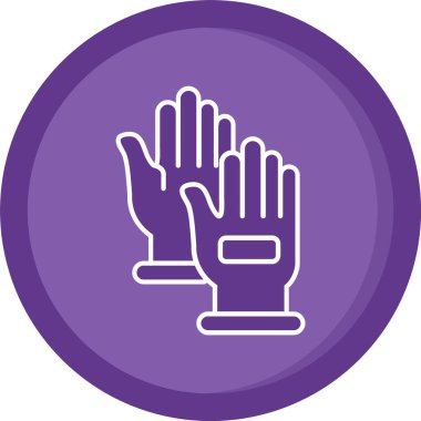 Mor daire simgesi olan bir el, vektör illüstrasyonu