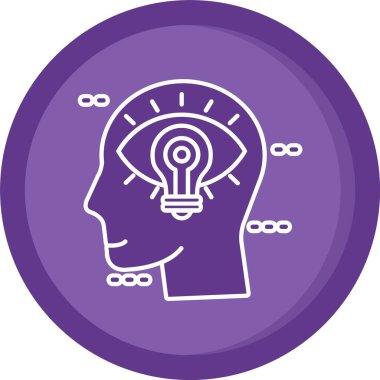 Bir beyin simgesinin vektör düşüncesi, fikir kavramı