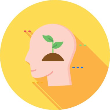 İnsan beyni, akıl, beyin, yapay zihin düz ikonu, vektör simgesi.