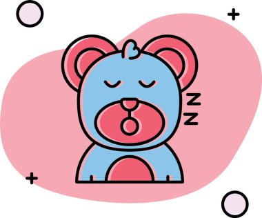 Kalbi olan tatlı, uyuyan bir ayı. vektör illüstrasyonu