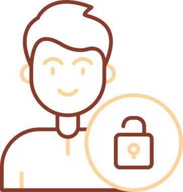 Kilit ikonlu Avatar Adam. Genç bir erkek ikon vektör ikonu web tasarımının özet çizimi