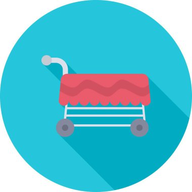 Alışveriş arabası ikonu. Web tasarımı için alışveriş arabası vektör simgesinin düz çizimi