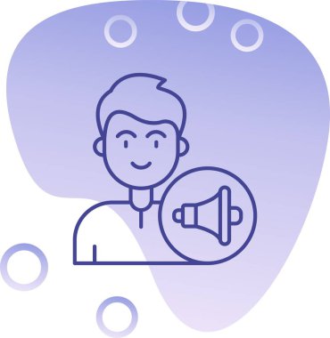Megafon ikon vektörü olan bir adam. Tek megafonlu çizgi filmci. izole resim