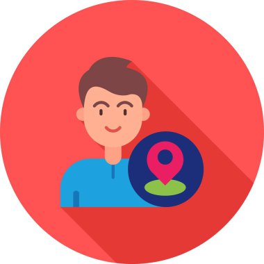 Pin konumu simgesine sahip insanın vektör illüstrasyonu