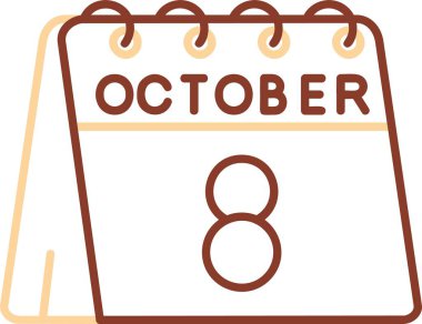 Ekim takvim simgesi, düz tasarım