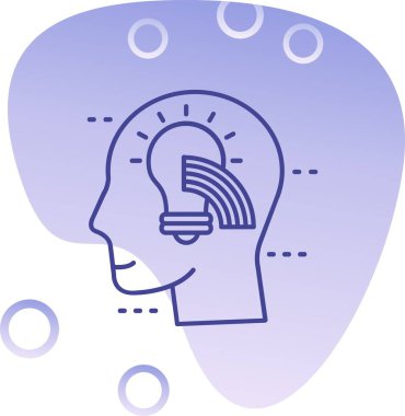 Fikirli beyin, vektör illüstrasyonu