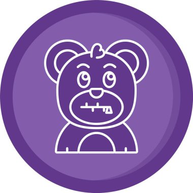 Yüz ifadesi ikon vektör glifiyle benzersiz bir oyuncak ayı.