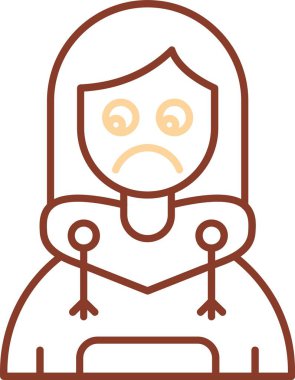 Eşarplı, resimli, beyaz arka planda vektör olan üzgün kadın..