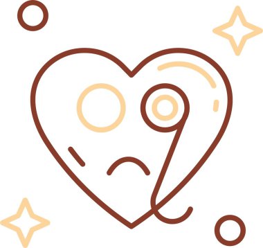 Üzgün kalp ikonu. Kırık kalp vektör rengini beyaza izole et