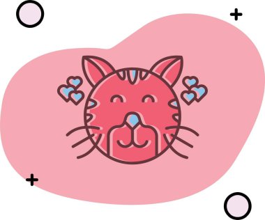 kedi yüz simgesi, renkli vektör illüstrasyonu