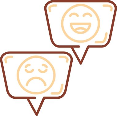 Üzücü ve hüzünlü ifade işareti. Sohbet simgesi ile sohbet balonu. Üzgün gülen surat sembolü. negatif duygular, negatif, duygu, üzgün, üzgün,