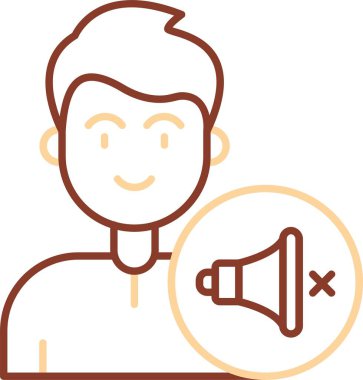 Megafon ikonu olan genç bir adam.