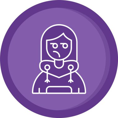 Mor eşarplı ve üzgün yüzlü bir kız.