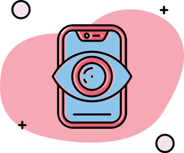 Akıllı telefon ve kamera ikonu. Web için akıllı telefon vektör simgelerine sahip kameranın özet çizimi