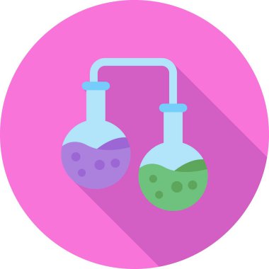 Yeşil yapraklı vektör laboratuvar şişesi, düz simge