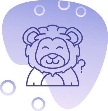 Balon ikonlu şirin bir aslan. Çizgi film tarzı. vektör illüstrasyonu