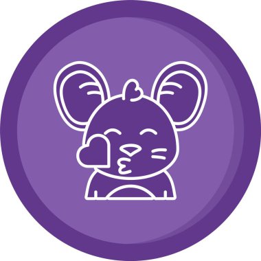 Şapkalı ve tavşan ikonlu şirin panda, düz stil.