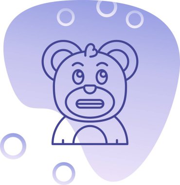 Bir çember içinde bir kalp ile bir konuşma balonu ile ayı.