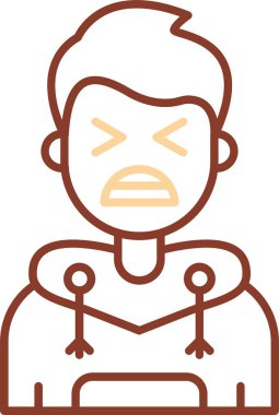 Maskeli, resimli, beyaz arka planda vektör olan kızgın adam.