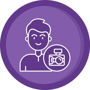 Kamera simgesi olan adamın vektör illüstrasyonu