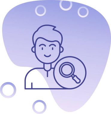 Beyin simgesi ile büyüteç, basit tasarım biçimi