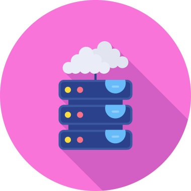 Düz biçimli bulut hesaplama sunucusu simgesi