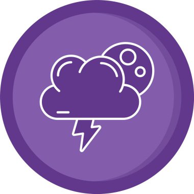 güzel bulut ve şimşek vektör çizgisi simgesi