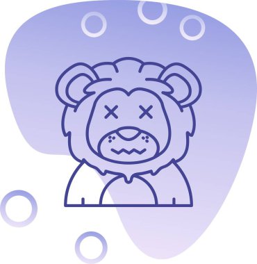 Sevimli çizgi film karakteri ikonu ve büyük bir gülümsemesi var.