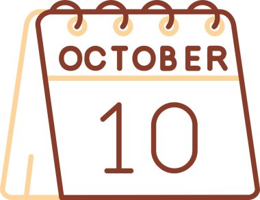 10 Ekim, tek bir günlük takvimde. Basit satır renk takvimi, takvim simgesi kullanımı, ay Ekim.