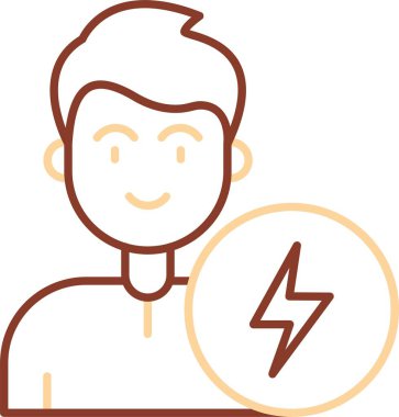 Elektrik hattı simgesi, konsept, vektör illüstrasyonu olan genç adam