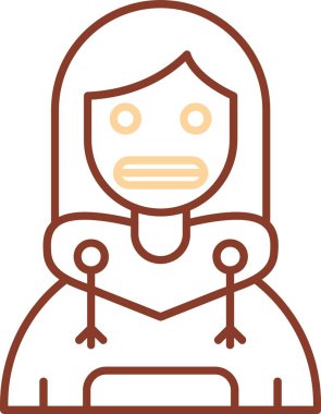 Kahverengi atkısı ve maskesi olan bir kız.