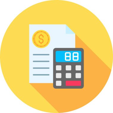 Hesap Makinesi Düz Çember Vektör Simgesi Tasarımı