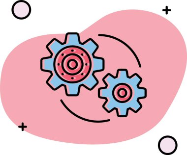 kalp ve dişli ikonu. aşk sembolü vektörü