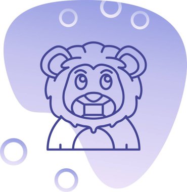 Büyük dışavurum vektör illüstrasyonlu sevimli çizgi film aslanı