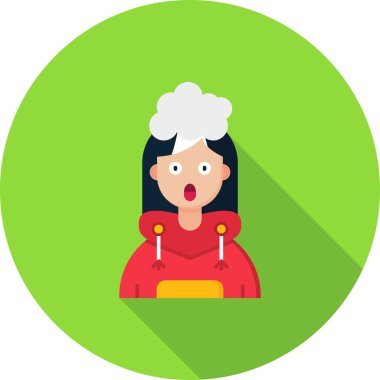 Vektör çizimi. Şapkalı ve yeşil halkalı bir kadın..