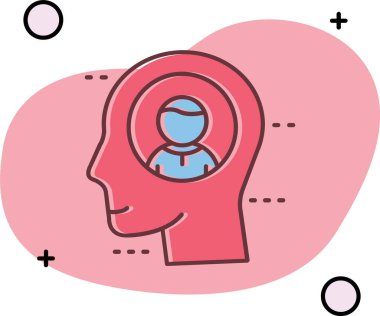 Dolu bir dişli simgesi olan insan kafası - ana hatları