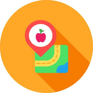 Elma simgesiyle harita işaretleyici, konum imleci düz tasarım