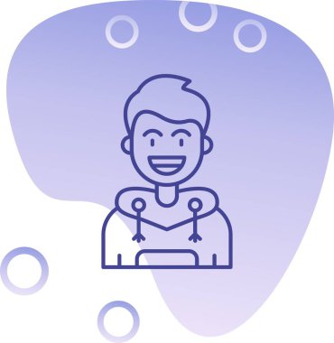 Elinde balon olan bir adamın vektör çizimi