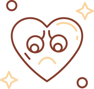 Kalbi olan üzgün bir ifade.