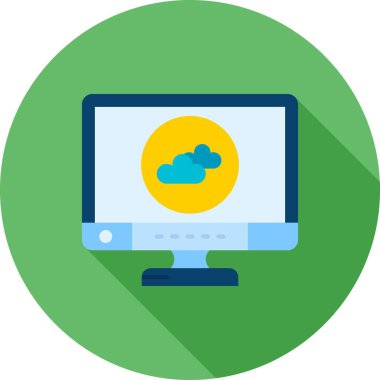 Bulut Hesaplama Düz Çember Vektör Simgesi Tasarımı