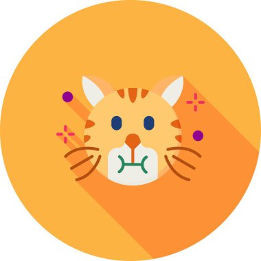 kedi yassı simgesi, vektör tasarımı illüstrasyonu